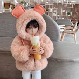 Down Coat 2023 Cute autumn Winter Children toddler girl Clothing for little Girls Outerwear baby clothes Kids Imitation fur 231128