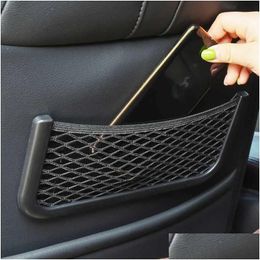 Car Badges Back Rear Mesh Trunk Organiser Elastic String Magic Sticker Interior Storage Net Bag Seat Fixing Accessory Drop Delivery Au Dh3Dq