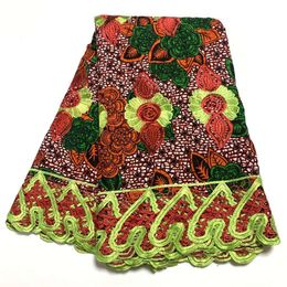 Dresses High Quality Luxury African Ankara Wax Fabrics Embroidery Nigerian Wedding Aso obi Lace Material 5Yards Sewing For Women Dress