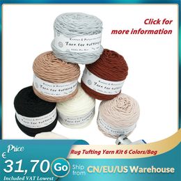 Fabric 6pcs/pack Tufting Gun Yarn Kit 190g/Roll Crochet Yarn Cotton for Carpet Making DIY For Crocheting Yarn Knitting Rug Tufting Kit