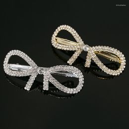 Hair Clips Shiny Rhinestone Pins Crystal Bow Hairpin Personality Classic Barrette Clip Headwear Bridal Accessories