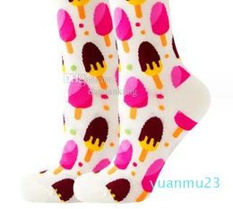 Women Funny Socks Spring Autumn Cartoon Animal Novely Socks Avocado Watermelon Peach Strawberry Lady Grils Cotton Harajuku Casual Happy Socks