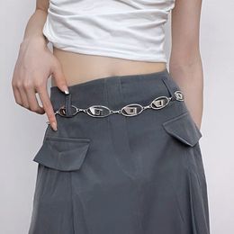 2024 Retro Deisel Letter Metal Waist Chain Female Sexily Girl Chains Belt Versatile Decoration With Pleated Skirt Pants Belts Designers Y2K Silver Girdle 021