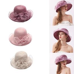 Wide Brim Hats Hat For Women Fascinator Bridal Shower Tea Party SunHat
