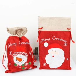 Christmas Decorations Candy Cookie Gifts Bags Drawstring Snack Packaging With Xmas Party Decoration Favors