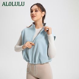 AL0LULU With Logo Winter Fitness Jacket Women's Cold-proof Warm Vest Running Sports Vest Yoga Wear