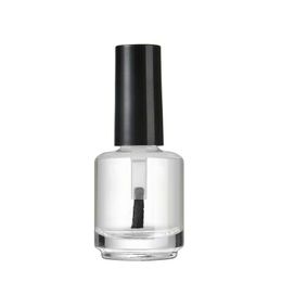 15ml Empty Nail Polish Bottle With Brush Refillable Clear Glass Nail Art Polish Storage Container Black Lid Qqlol