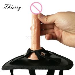 Dildos/Dongs Thierry 2 Pcs Lesbian Strap on mini Dildo Panties Strapon Harness Flexible Dong Realistic Penis Sex Toys for Woman Sex Products 231128