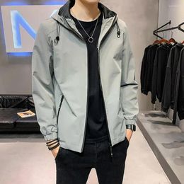 Men's Jackets Men Zipper Pocket Coat Outerwear Versatile Mid Length Jacket With Hood Pockets Elastic Cuff Stylish For A