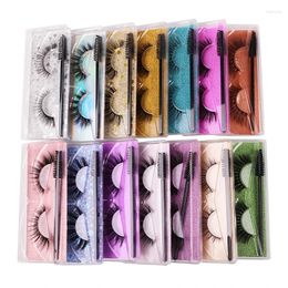 False Eyelashes 10PAIRS 3D Faux Mink 10-15mm Natural Thick Handmade With Colourful Cardboard Carrying Case