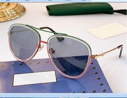 2023 sunglasses high quality men women green pink metal frame fashion light grey glasses with box and dust bag