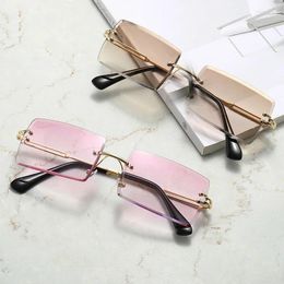 Sunglasses Rimless Women 2023 Fashion Designer Square Sun Glasses Summer Decorative Frameless Eyeglasses Accessories