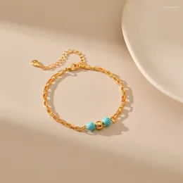 Strand CCGOOD Natural Turquoises Bracelet For Women Gold Plated 18 K High Quality Jewellery Minimalist Bracelets Pulseras Mujer Girl