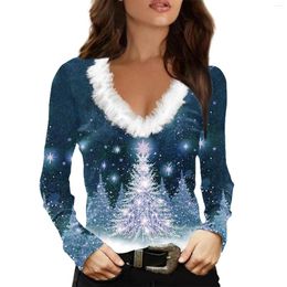 Women's T Shirts Shirt Tee Graphic Snowflake Rhinestone Print Long Sleeve Christmas Weekend Tail Tops Womens