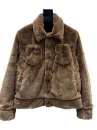 Women's Fur Coat Lapel Short Loose Version Of Pure Color Single-breasted Design Warm And Comfortable 2023 Winter 1122