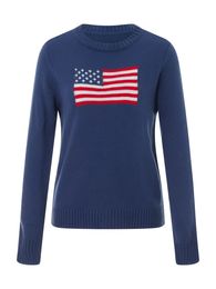 Women's Sweaters Female Pollover Sweater Women Causal America Flag Soft Top Autumn Winter Knitted Long Sleeve 231128