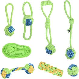 Toys Pet Dog Toy Chew Toys for Small Large Dogs Interactive Cotton Rope Green Puppy Teeth Cleaning Chew Training Toys Pet Supplies