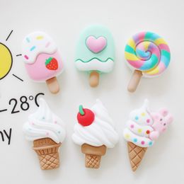Decorative Objects Figurines 10 Pcs Cute Mini Lollipop Ice Cream Flat Back Resin Cabochons Scrapbook Diy Party Hairpin Accessories Decorate Craft G66 230428