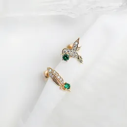 Stud Earrings S925 Sterling Silver Small Green Diamond Gold Rose Colour For Women Fine Jewellery Accessories Wedding Party
