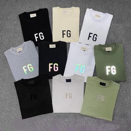 Men's T Shirt Printed FG Reflective Letters Men's Women's T Shirt Pure Cotton Casual Sports Short-Sleeved Top