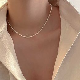 Pendant Necklaces Dome Cameras ALLNEWME New Fashion 2mm Thin Freshwater Pearl Beaded Necklaces Wholesale Choker Necklace for Women Statement Wedding AA230428