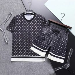 Mens Tracksuit Letters Summer Fashion Sportswear Short Sleeves Pullover Jogger Pants Suits O-Neck Sportsuit