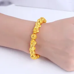 Strand cor de ouro presente pixiu trazer riqueza boa sorte pulseira feminina corajosas tropas estilo chinês moda jóias