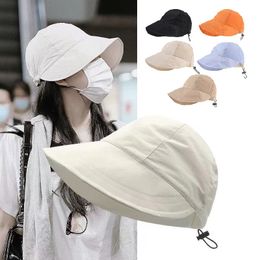 Summer Fashion Casual Fishman Cap UV-proof Breathable Wide Brim Bucket Hat With String