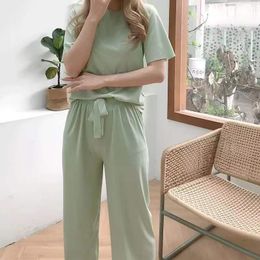 Women's Sleepwear Sexy Nightwear Silk Pyjamas for Women Two Piece Set Summer Cute Pyjamas Home Clothes Lounge Wear 230428