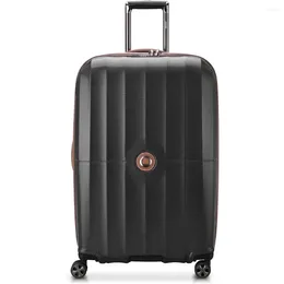 Suitcases Lockable Roller Luggage Tropez Hardside Expandable With Spinner Wheels Black Checked-Medium 24 Inch