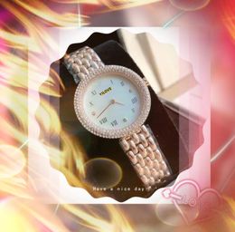 2024 Women Lovers Watch Quartz Movement Clock Retro Business Leisure Luxury Stainless Steel Full Diamonds Ring Roman Digital Number Dial Bracelet Wristwatch Gifts