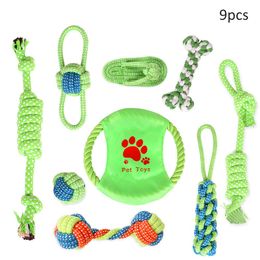 Toys 7pcs 9pcs Pets Dogs Pet Supplies Pet Dog Puppy Cotton Chew Knot Toy Durable Braided Bone Rope Cute Pet Dog Cat Chew Molar Toy