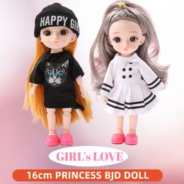 Dolls 112 Scale 16cm BJD Doll with Clothes and Shoes DIY Movable 13 Joints Fashion Princess Figure Happy Girl Gift Child Toys 230427