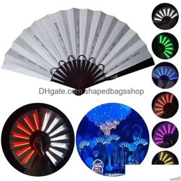 Party Decoration Party Decoration 1Pc Luminous Folding Fan 13Inch Led Play Colorf Hand Held Abanico Fans For Dance Neon Dj Night Clubp Dhqrf