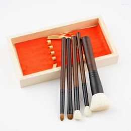 Makeup Brushes 5 Pcs Cosmetic Tools Toiletry Set Eyes Eyeshadow With Wooden Box SSwell