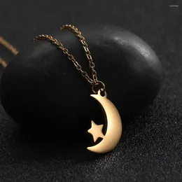 Pendant Necklaces Cute Moon Star Necklace Simple Elegant Stainless Steel Fashion Cross Chain For Sale