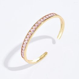 Bangle Party Women's Luxury Exquisite Zircon Copper Gold Colour Charm Bracelets Girls' Premium Jewellery Pink Romantic Wedding Gift