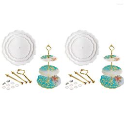 Bakeware Tools 2X 3 Tier Cake Stand Resin Tray Moulds DIY Irregular Epoxy Casting Mould Home Craft With Pcs Brackets