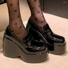 Dress Shoes Chunky Platform Wedge Pumps For Women Slip On Gothic Punk Lolita Mary Janes High Heels Loafers Party Casual Ladies