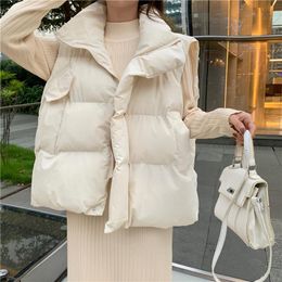 Leather Korean Fashion Sleeveless Cardigan Women Winter Clothes Female Woman Warm Waistcoat Casual Girls Beautiful Outerwear Vests