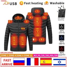 Men's Down Parkas Heated Jacket Men Ladies Outdoor Warm Sports Warm Jacket Winter Clothes USB2 Zone 4 Zone 9 Zone 11 Zone Heating Black Red 231128