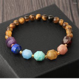 Strand WWLB Healing 7 Chakra Multi-color Bracelet Faceted Natural Crystal Stones Elastic Bracelets Men Simple Jewellery Women G001