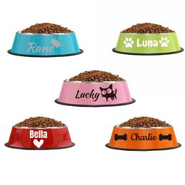 Feeding Personalized Name For Cat Dog Stainless Steel Colored Pet Puppy Cat Bowl NonSlip Durable Pet Bowl Feeder Feeding Dog Water Bowl