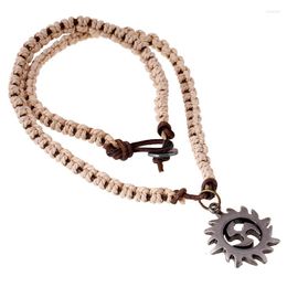 Chains Punk Fashion Vintage Men Necklace Alloy Gear Wheel Pendant Hippie Retro Rope Leather Long Chain Hiphop Charm Women Rock Jewelry