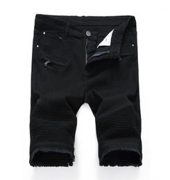 Men039s Jeans Denim Shorts Men Summer Stretch Slim Fit Short Mens Designer Cotton Casual Distressed Black Jean Knee Length8247910