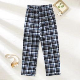 Men's Sleepwear Sleeping Pants For Man Comfort Warm Plaid Pajama Drawstring Home Wear Elasticated Waist Vertical Tube Trousers