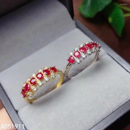 Cluster Rings KJJEAXCMY Fine Jewellery Natural Ruby 925 Sterling Silver Gemstone Women Ring Support Test Fashion
