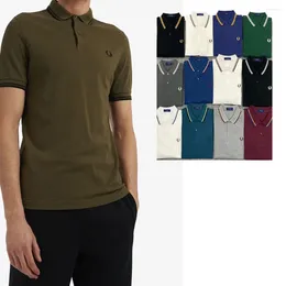 Men's Polos Summer Wheat Embroidered POLO Shirt Business Casual Collar Contrast Stripe Short Sleeve T-shirt