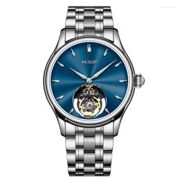 Wristwatches AESOP Brand Tourbillon Mechanical Watch Luxury Stainless Steel Sapphire Dress Waterproof Clock For Men Reloj Hombre