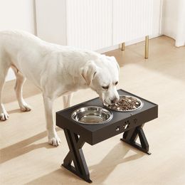 Feeding Dog Double Bowls Adjustable Elevated Feeder Pet Feeding Raise Cat Food Water Bowls with Stand Stainless Steel Lift Tabel for Dog